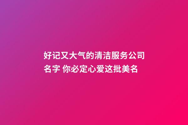 好记又大气的清洁服务公司名字 你必定心爱这批美名-第1张-公司起名-玄机派